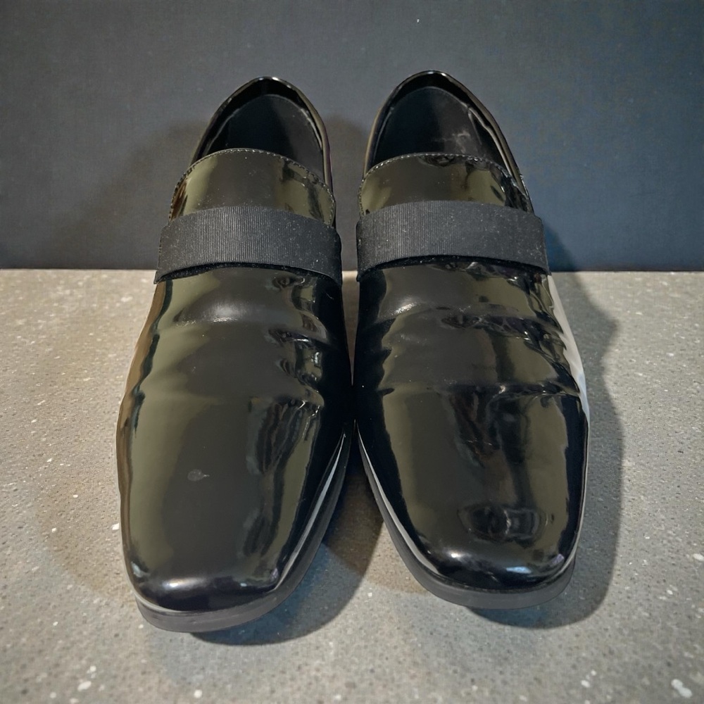 Calvin Klein Men's Bernard Patent Black Slip on Loafer Shoes Size 10.5M